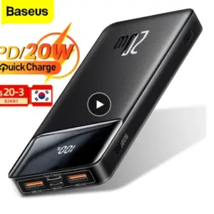 KCM-Baseus Power Bank 20000mAh Portable Charger Powerbank 10000 External Battery PD 20W Fast Charging For iPhone 13 Xiaomi PoverBank