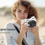 4K Digital Camera - 75MP Front & Rear with Autofocus & Anti-Shake, 3'' Selfie Vlogging Camera, Ultra Bright Flash, 18X Zoom