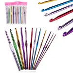KCM-12Pcs/Set Popular Lovely Metal Handle Crochet Hook Knitting Needles Set Aluminum Bamboo (2Mm-8Mm)