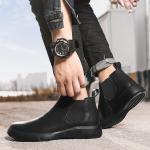 KCM-Men's Spring and Autumn Martin Boots Men's Martin Chelsea Boots Leather Boots Men's Shoes Plush Fashion Boots