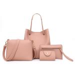 KCM-Spring new lychee pattern women's bags Fashion big bag Single shoulder handheld cross Four-piece bag