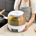 Kitchen Storage Container Large Food Storage Container 360° Rotating Rice Barrels Sealed Cereal Dispenser Rice Tank Grain Box
