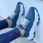 2023 New Thick Sole Colored Lace up Canvas Shoes for Women's Large Low Top Casual Single Shoe Athletic Shoes