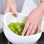 KCM-1PC-Silicone Colander Rice Bowl Drain Basket Fruit Bowl Washing Drain Basket with Handle Washing Basket Home Kitchen Organizer
