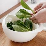 KCM-1PC-Silicone Colander Rice Bowl Drain Basket Fruit Bowl Washing Drain Basket with Handle Washing Basket Home Kitchen Organizer