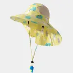 KCM-Children's summer large brimmed shawl sun hat for boys and girls, baby net, UV resistant fisherman hat, beach sun hat