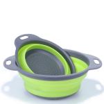 KCM-2pcs/set Foldable Silicone Colander Fruit Vegetable Washing Basket Strainer Collapsible Drainer With Handle Kitchen Tool