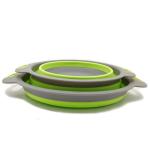 KCM-2pcs/set Foldable Silicone Colander Fruit Vegetable Washing Basket Strainer Collapsible Drainer With Handle Kitchen Tool