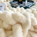 KCM-Soft Blanket Winter Warm Bedspread on The Bed Office Thicken Blankets INS Solid Color Sofa Cover Plaid Bedroom Decoration