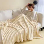 KCM-Soft Blanket Winter Warm Bedspread on The Bed Office Thicken Blankets INS Solid Color Sofa Cover Plaid Bedroom Decoration