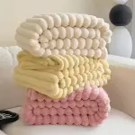 KCM-Soft Blanket Winter Warm Bedspread on The Bed Office Thicken Blankets INS Solid Color Sofa Cover Plaid Bedroom Decoration