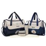 KCM-Five-piece set Mommy bag fashion large capacity bear cartoon polka dot pattern one shoulder oblique span Mom bag diaper bag