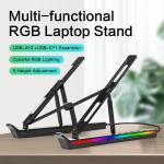 KCM-Aluminum alloy luminous expansion dock laptop stand folding heat dissipation USB desktop RGB tablet stand