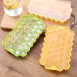 KCM-37 Grids Silicone Ice Cube Mold Honeycomb Ice Tray with Lids Mold Reusable Food-Grade BPA-free Ice Maker with Lids Whiskey Beer