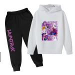 KCM-Kpop Demon Hunters Kids New Fashion Cartoon Print 2pcs Hoodie+Pants Sportsuits Casual Outfits Clothes For 2-13 Years Boys Girls