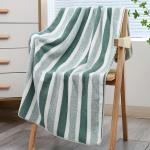 KCM-1pcs Double-Color Wide Stripe Bath Towel Set | Coral Fleece 70.0*140.0 cm Towels, Ultra Soft, Quick-Drying, Ideal for Home, Show