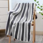 KCM-1pcs Double-Color Wide Stripe Bath Towel Set | Coral Fleece 70.0*140.0 cm Towels, Ultra Soft, Quick-Drying, Ideal for Home, Show