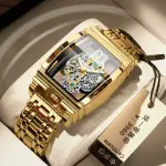 KCM-Transparent Full Hollow Men Watch Metal Leather Quartz Mens Watches Waterproof Glow Cross-border Male Clock Wristwatch