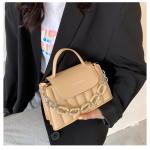 New Portable Fashion Simple And Fashionable Design PU Chain Imitation Embroidery Thread Single Shoulder Bag