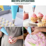 KCM-Piping Bags Cake Decorating Tools Reusable Silicone Pastry Bag Stainless Steel Nozzle Piping Nozzles Pastry Set Baking Tools