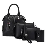 KCM-4pcs Woman Bag Set Fashion Female Purse and Handbag 5 color Four-Piece Leather Shoulder Bags Tote Messenger Bag Coin Purse Flap