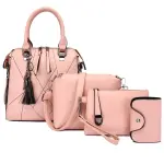 KCM-4pcs Woman Bag Set Fashion Female Purse and Handbag 5 color Four-Piece Leather Shoulder Bags Tote Messenger Bag Coin Purse Flap