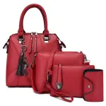 KCM-4pcs Woman Bag Set Fashion Female Purse and Handbag 5 color Four-Piece Leather Shoulder Bags Tote Messenger Bag Coin Purse Flap