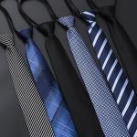KCM-Lazy Zipper Men's Tie Business Formal Dress Wear Stripe Solid Color Zipper Necktie Wholesale Gifts for Men Slim Skinny Tie