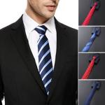 KCM-Lazy Zipper Men's Tie Business Formal Dress Wear Stripe Solid Color Zipper Necktie Wholesale Gifts for Men Slim Skinny Tie