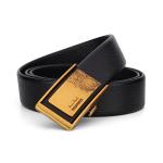 KCM-Men's Top Grain Leather Automatic Buckle Belt High Grade Fashion Casual Classic Waist Belt for Middle Young Adults