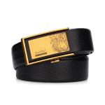 KCM-Men's Top Grain Leather Automatic Buckle Belt High Grade Fashion Casual Classic Waist Belt for Middle Young Adults