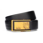 KCM-Men's Top Grain Leather Automatic Buckle Belt High Grade Fashion Casual Classic Waist Belt for Middle Young Adults