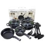 13pcs Kitchen Non-stick Cookware Utensils Set Fry Pan Stew Pot Milk Pot With Ergonomically Handle Spatula Cookware Kit