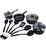 13pcs Kitchen Non-stick Cookware Utensils Set Fry Pan Stew Pot Milk Pot With Ergonomically Handle Spatula Cookware Kit