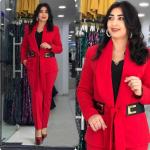 KCM-African women's clothing Large size Small suit Featured Leather belt trousers Two piece set OL Commuting