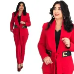 KCM-African women's clothing Large size Small suit Featured Leather belt trousers Two piece set OL Commuting