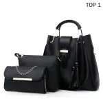 KCM-Fashion Women Bags Set 3pcs Mother Bag Large Casual Bags Leather Female Shoulder Bag Ladies Brand Bag Single Shoulder Bag