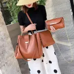 KCM-Fashion Women Bags Set 3pcs Mother Bag Large Casual Bags Leather Female Shoulder Bag Ladies Brand Bag Single Shoulder Bag