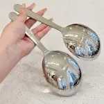 Shared vegetable spoon Household flour spoon Stainless steel short handled large round soup spoon Kitchen supplies