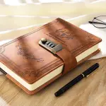 KCM-200 Pages A5 Retro Password Book With Lock Diary Thickened Creative Hand Ledger Student Notepad Stationery Notebook Binder